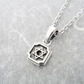 ≪FatimaDesign/ファティマデザイン≫ミニプレート・六芒星　ペンダント/チェーン付き