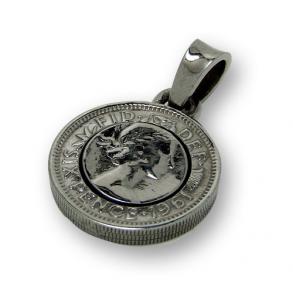 ≪AQUA　SILVER/アクアシルバー≫6ペンスコインペンダント　ブラック/　ASP-186BC
