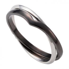 ≪white clover/ホワイトクローバー≫サージカルステンレス 2連 リング ブラック R010