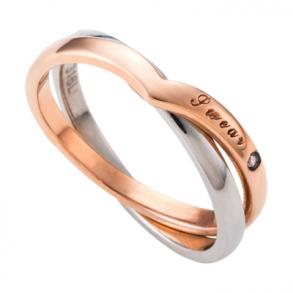 ≪white clover/ホワイトクローバー≫メッセージ サージカルステンレス 2連 リング  ゴールド R009