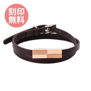 ≪white clover/ホワイトクローバー≫サージカルステンレス316L ダイヤモンド クロス マット プレート 2連 革 レザー ブレスレット ゴールド