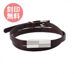 ≪white clover/ホワイトクローバー≫サージカルステンレス316L ダイヤモンド クロス マット プレート 2連 革 レザー ブレスレット シルバー4SBR009SV