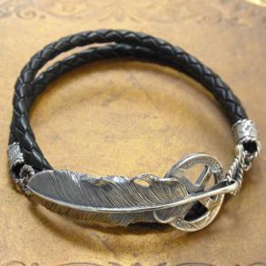 ≪buff/バフ≫レザー2重巻きブレス　千年フェザーL2　メディスンホイール付き/ブレス