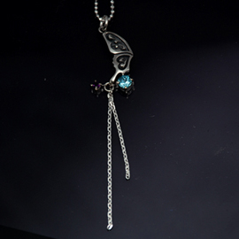 ≪Ageha≫片羽アゲハのダブルストーンペンダントトップFAN-045